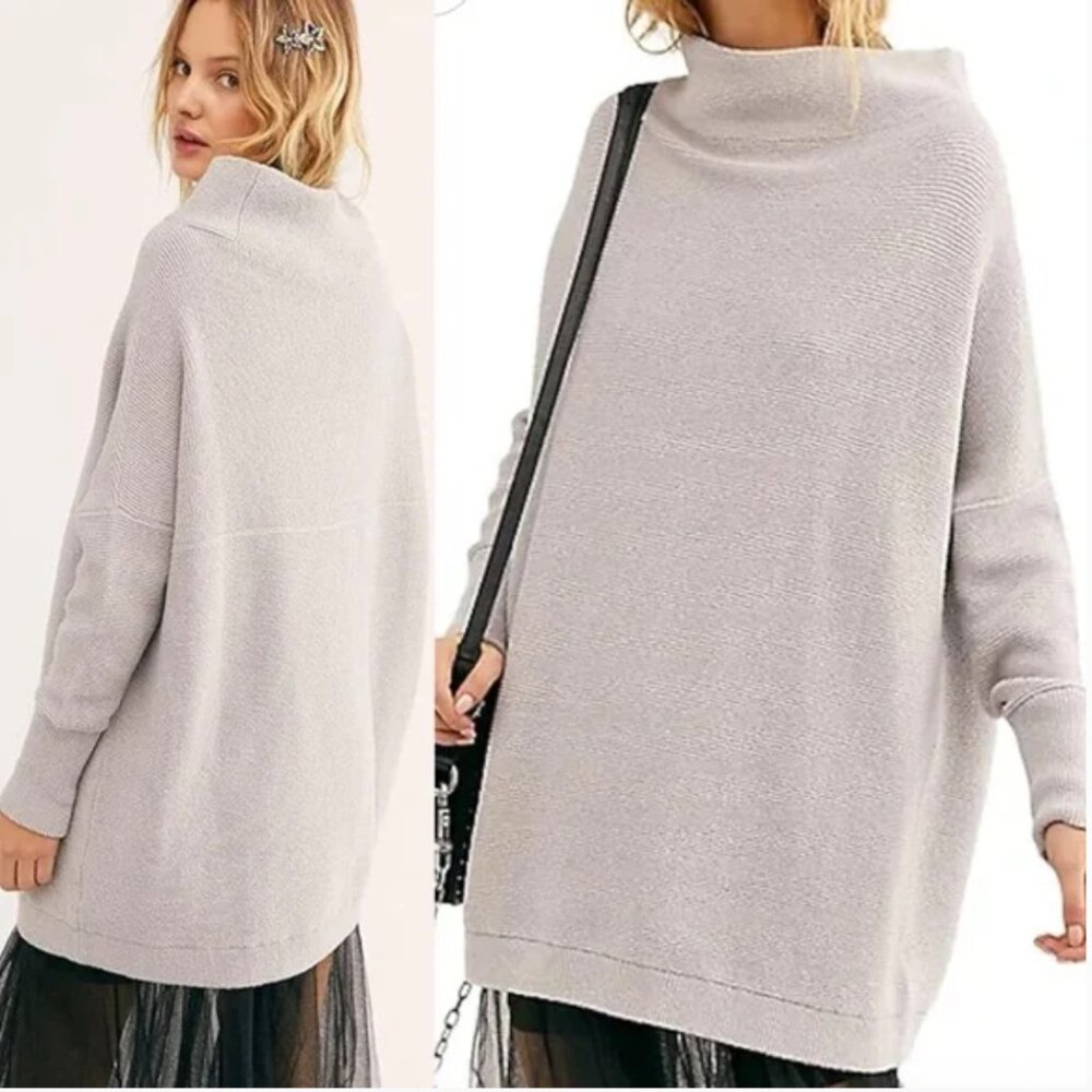 Free People Ottoman Slouchy Tunic Sweater Light Taupe | XS